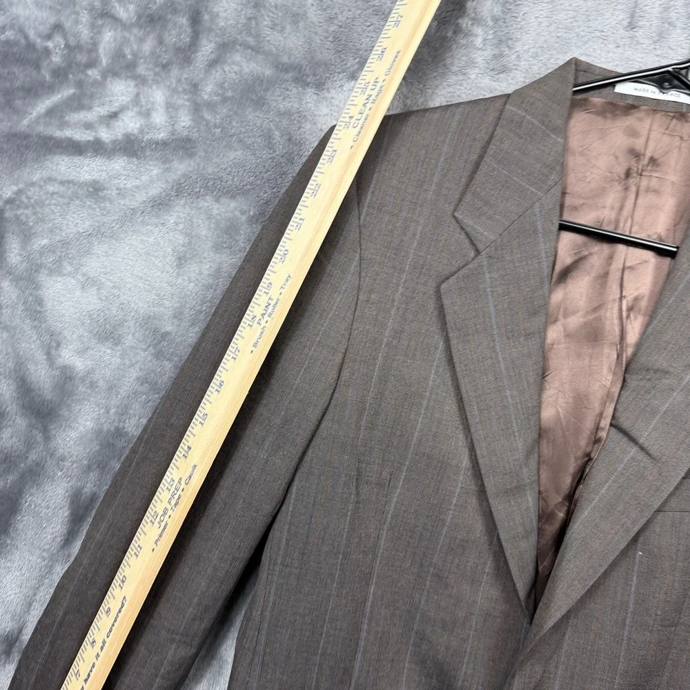 Yves Saint Laurent Blazer Mens L Brown Pinstripe Wool Sport Coat Made in France